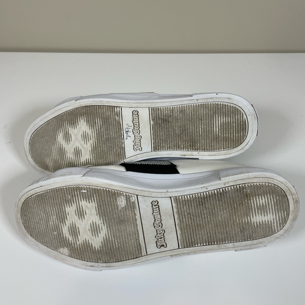 JUICY‎ COUTURE Women’s 9.5 Cosmik White & Black Embellished Slip On Shoes Bling - Picture 7 of 8